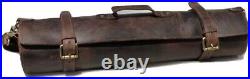 Genuine Buffalo Leather Knife Roll Storage Bag Case Chef's Holder 10 Pockets