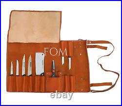 Genuine Leather Chef Knife Roll Bag Knife Storage Case Portable Tool Pouch Roll