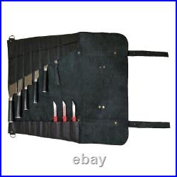 Genuine Leather Knife Roll Storage Bag Case Chef's Holder 10 Pockets