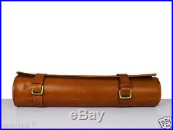Genuine cowhide leather knife storage roll chefs bag cutlery holder case