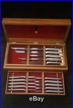Gerber Legendary Blades 21 PIECE SET Knife 3 tier Walnut Wood Storage Box Case