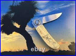 Gerber Paul 2ps Button Lock Folding Knife Scrimshawed Ivorite Handle Case USA