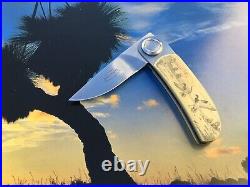 Gerber Paul 2ps Button Lock Folding Knife Scrimshawed Ivorite Handle Case USA