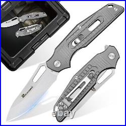 HX OUTDOORS Pocket Knife for Men, Folding Knife with Clip, D2 Steel Blade Tit