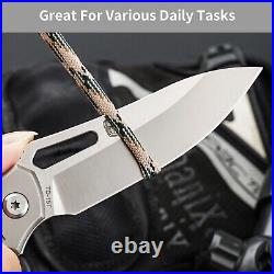 HX OUTDOORS Pocket Knife for Men, Folding Knife with Clip, D2 Steel Blade Tit