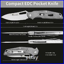 HX OUTDOORS Pocket Knife for Men, Folding Knife with Clip, D2 Steel Blade Tit