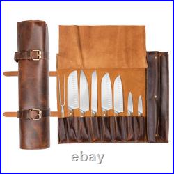 Handcrafted Leather Knife Roll Bag Professional Knife Storage Case Portab