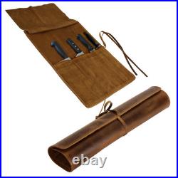 Handcrafted Leather Knife Roll Bag Professional Knife Storage Case Portab