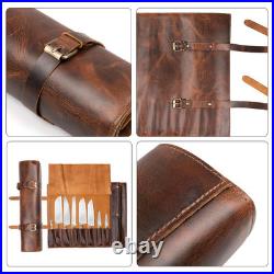 Handcrafted Leather Knife Roll Bag Professional Knife Storage Case Portab