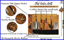 Handcrafted Leather Knife Storage Roll with Vintage Buckles & Expandable Pockets