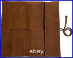 Handmade Full Grain Leather Knife Roll 5 Pockets for Convenient Storage