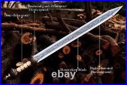 Handmade Hand Engraved Roman Gladius Sword with Wooden Box