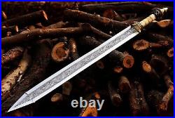 Handmade Hand Engraved Roman Gladius Sword with Wooden Box