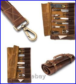 Handmade Leather Knife Storage Bag XXL Size with Adjustable Shoulder Strap