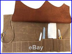 Handmade Multi-Purpose Waterproof Waxed Canvas Chefs Knife Storage Bag Case