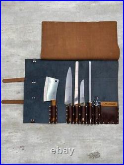 Handmade Personalized Leather Chef Knife Roll Case, Knife Storage Tool