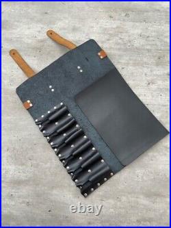 Handmade Personalized Leather Chef Knife Roll Case, Knife Storage Tool
