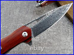 Handmade VG10 Damascus Steel Outdoor Hunting Camp Tactical Pocket Folding Knife