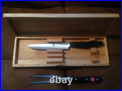 Henckels Slicing Knife and Fork set with wooden storage Case