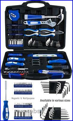 Home Repair Tool Kit Plastic Toolbox Storage Case 102 Pcs Power Hand Tools Sets
