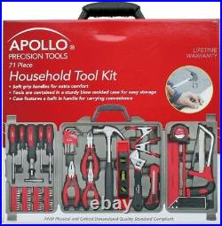 Household Tool Kit Red Chrome Plated with Convenient Storage Case (71-Piece)