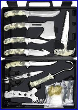 Hunting Knife Set, 15 Pieces Hunting Gear with Butcher Knife, Skinning Knife Hunting Knife Set, 15 Pieces Hunting Gear with Butcher Knife, Skinning Knife