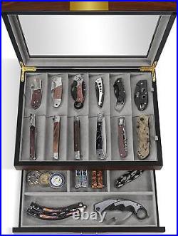 Ikkle Pocket Knife Display Case, Cases for Collections, with Real Glass Window