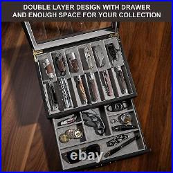 Ikkle Pocket Knife Display Case, Cases for Collections, with Real Glass Window