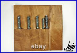 JOJO HANDCRAFTE Leather Knife Roll Case(5 pockets)Kitchen Tool Storage MUSHROOM