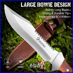 JUNGLE KING Hunting Knife with Sheath, 13 Full Tang Knife Fixed Blade Campin