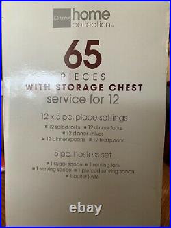 Jc Penny Home Collection 65 Piece Flatware Set For 12 With Storage Case