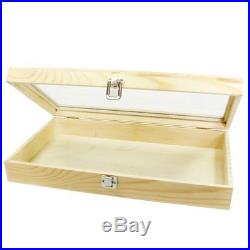Jewelry Display Case Vintage Knife Storage Organizer Tempered Glass Top Wood Box