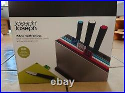 Joseph Joseph Index Plastic Cutting Board Set Storage Case Knives Milticolor