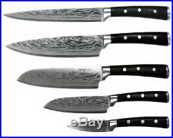 Kitchen Assorted Cutlery Knife Set Steel Blade Wood Case with Storage Case 5-Piece