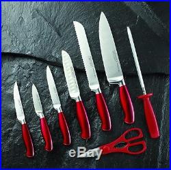 Kitchen Siganture Argentum Knife Block Set 14 Pieces with Knife Storage Case Red