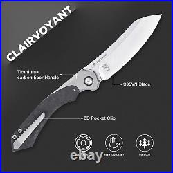 Kizer Knives Titanium Carbon Fiber Handle S35VN Steel Blade Folding Knife
