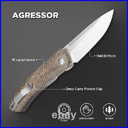 Kizer Pocket Folding Knife 154CM Steel Blade Green Micarta Handle USA Free Shipp