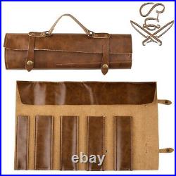 Knife Bag Roll Chef PU Leather Case Kitchen Storage Canvas Pocket Portable NEW
