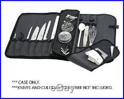Knife Case Storage Bag 17 Pocket Detachable Shoulder Strap Culinary Chef Student