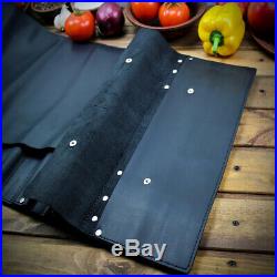 Knife Chef Roll Case Storage Bag Black Leather Handles