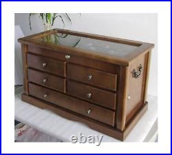 Knife Collector Solid Wood Display Case Cabinet Tool Storage Cabinet with Gla