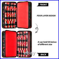 Knife Display Case 64+ Pocket Knives Folding Holder Storage Organizer -Red