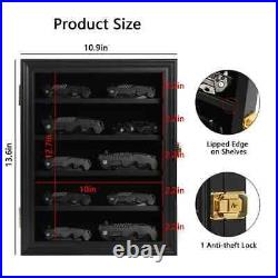 Knife Display Case Cabinet 10+ Wood Pocket Knives Holder Wall Lock Shadow Box