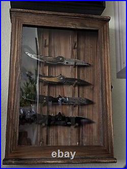 Knife Display Case Cabinet 6 Pcs Barn Wood Pocket Knives Holder Wall Shadow Box