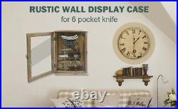 Knife Display Case Cabinet 6 Pcs Barn Wood Pocket Knives Holder Wall Shadow Box