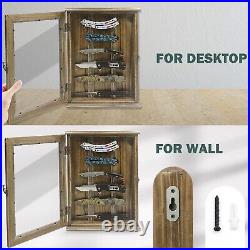 Knife Display Case Cabinet 6 Pcs Barn Wood Pocket Knives Holder Wall Shadow Box