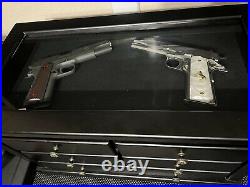 Knife Display Case Cabinet Black Wood Glass Coins Knives Collection Shadow Box