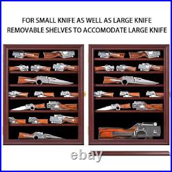 Knife Display Case Cabinet Golden 12+ Wood Pocket Knives Holder Wall Shadow Box