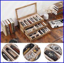 Knife Display Case For15-22 Knives, 3-Layer Pocket Knife Case with Glass Lid & D Knife Display Case For15-22 Knives, 3-Layer Pocket Knife Case with Glass Lid & D