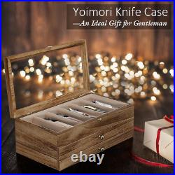 Knife Display Case For15-22 Knives, 3-Layer Pocket Knife Case with Glass Lid & D Knife Display Case For15-22 Knives, 3-Layer Pocket Knife Case with Glass Lid & D